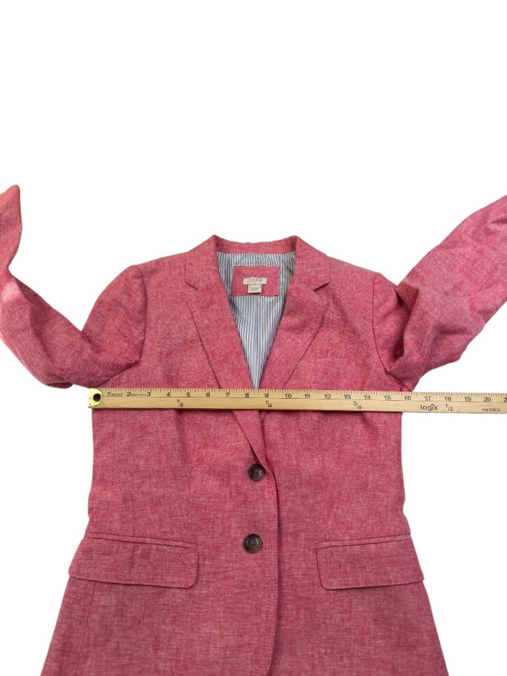 J.Crew Factory Schoolboy Blazer Pink Linen Blend Tailored Jacket Size 6 - Picture 12 of 12
